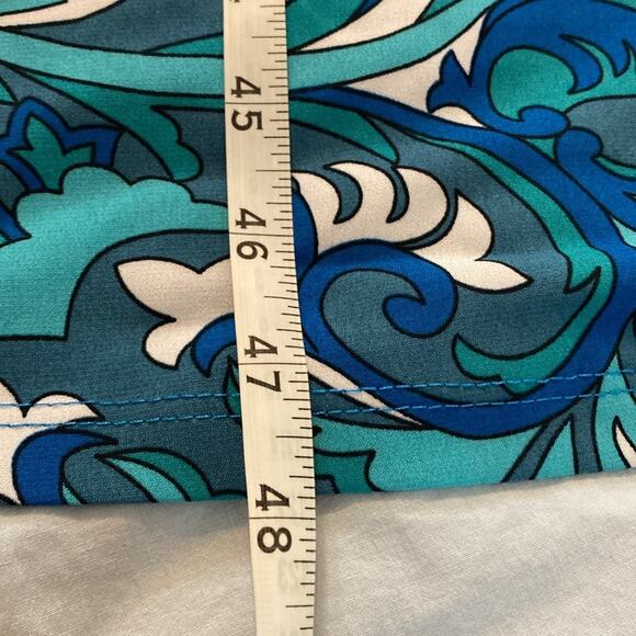 aDressing Woman Blue Aqua Scroll Swirl Keyhole Maxi Dress Size Medium - Picture 6 of 7